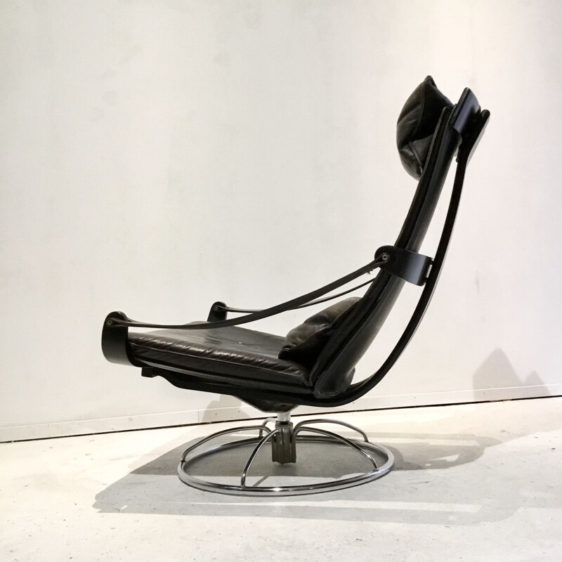 Vintage Swedish Leather Lounge Chair by Åke Fribytter for Nelo Möbel, 1970s