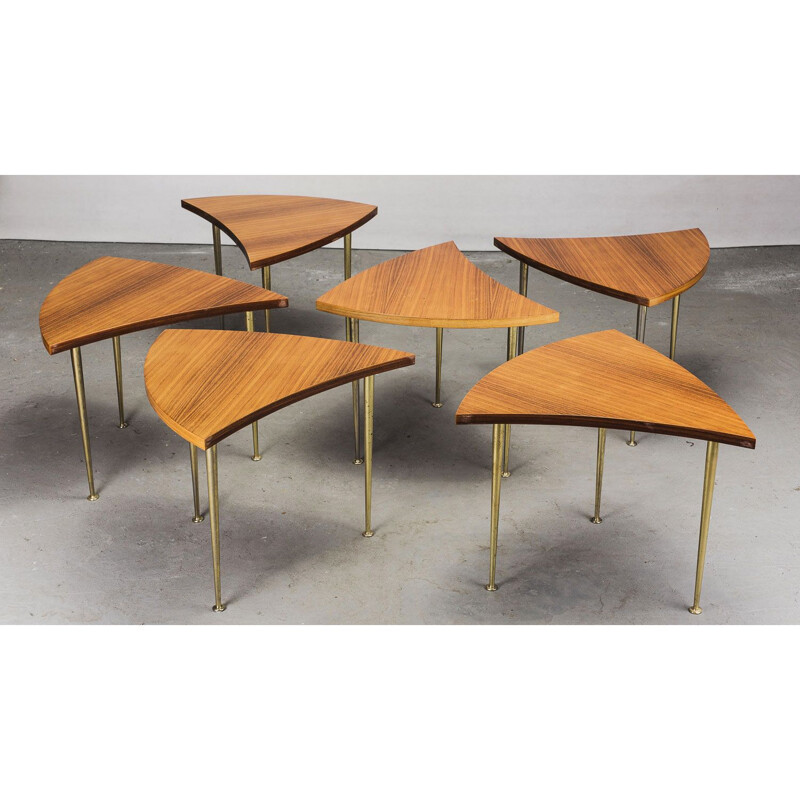 Vintage Round Pinwheel Teak Coffee Table, 1960s