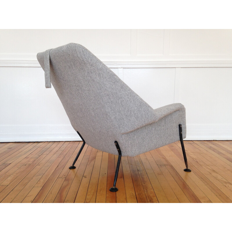 Heron armchair in metal and wool, Ernest RACE - 1950s