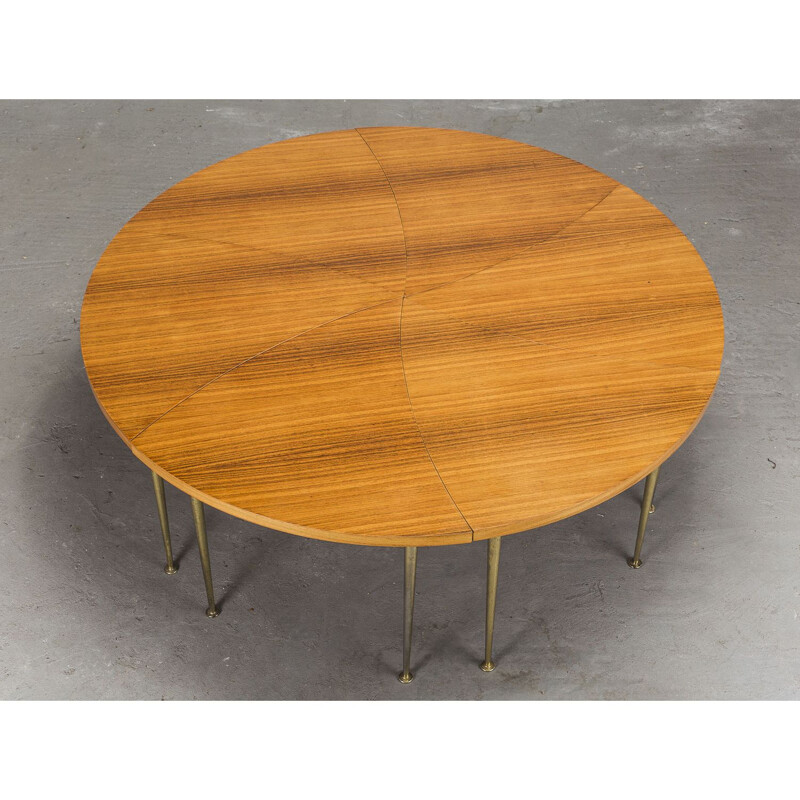 Vintage Round Pinwheel Teak Coffee Table, 1960s