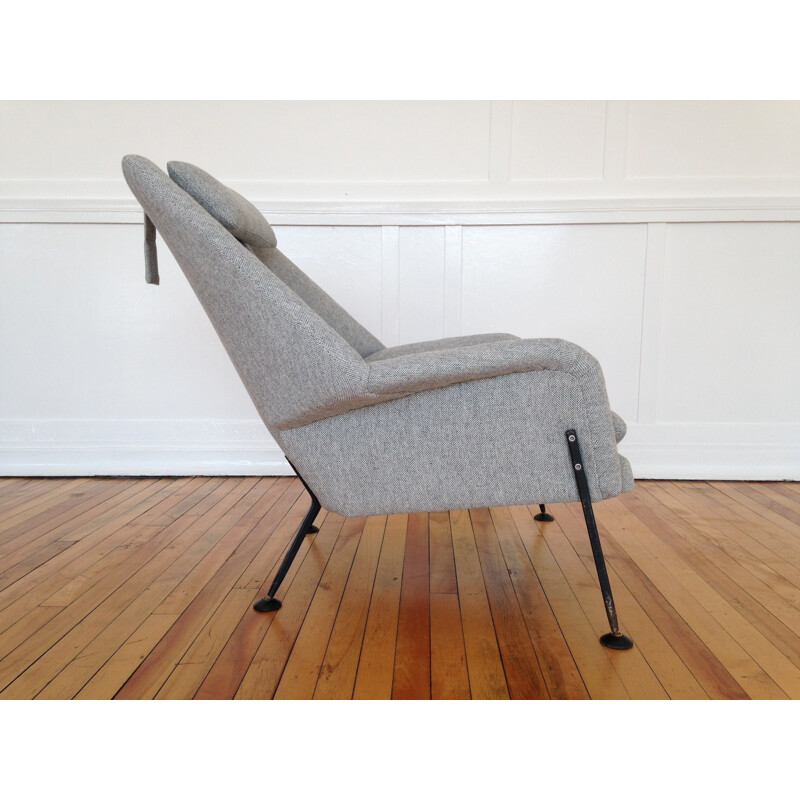 Heron armchair in metal and wool, Ernest RACE - 1950s
