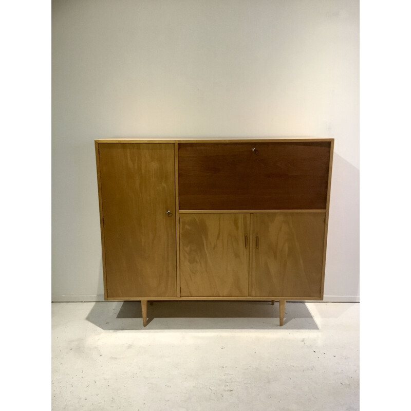 Vintage Dutch design sideboard in wood 1950 