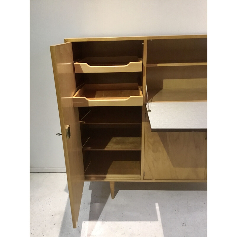 Vintage Dutch design sideboard in wood 1950 