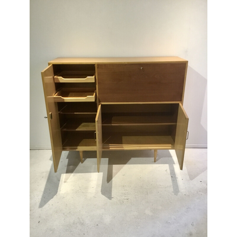 Vintage Dutch design sideboard in wood 1950 