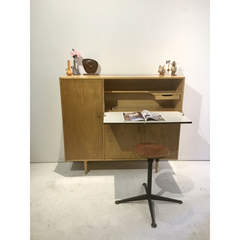 Vintage Dutch design sideboard in wood 1950 