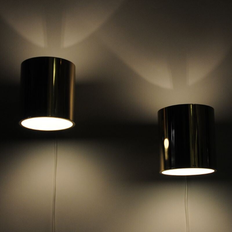 Vintage pair of relieffglass & brass wall lamps by Falkenberg, Sweden 1960s