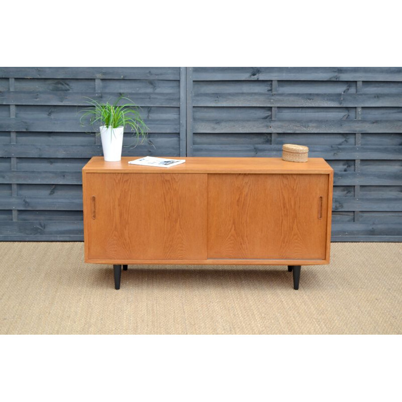 Vintage Scandinavian oak sideboard with sliding doors, 1960