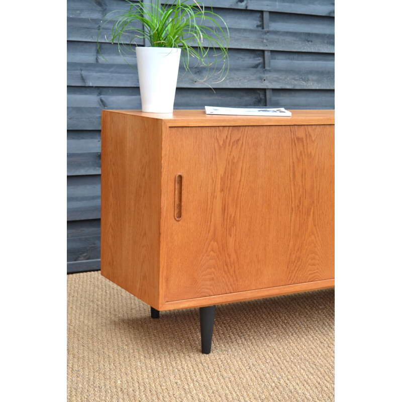 Vintage Scandinavian oak sideboard with sliding doors, 1960