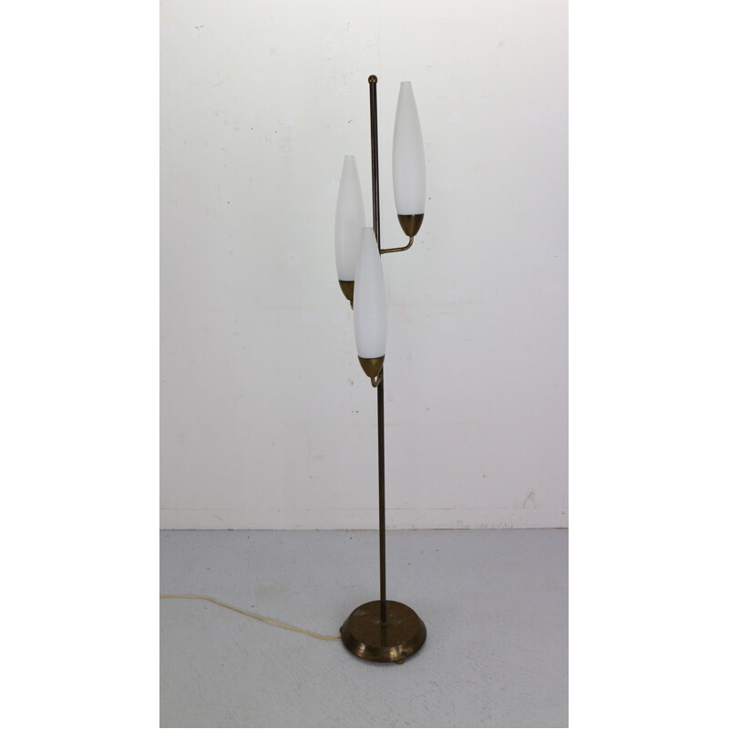 Lampadaire vintage en verre et métal, Italie, 1960
