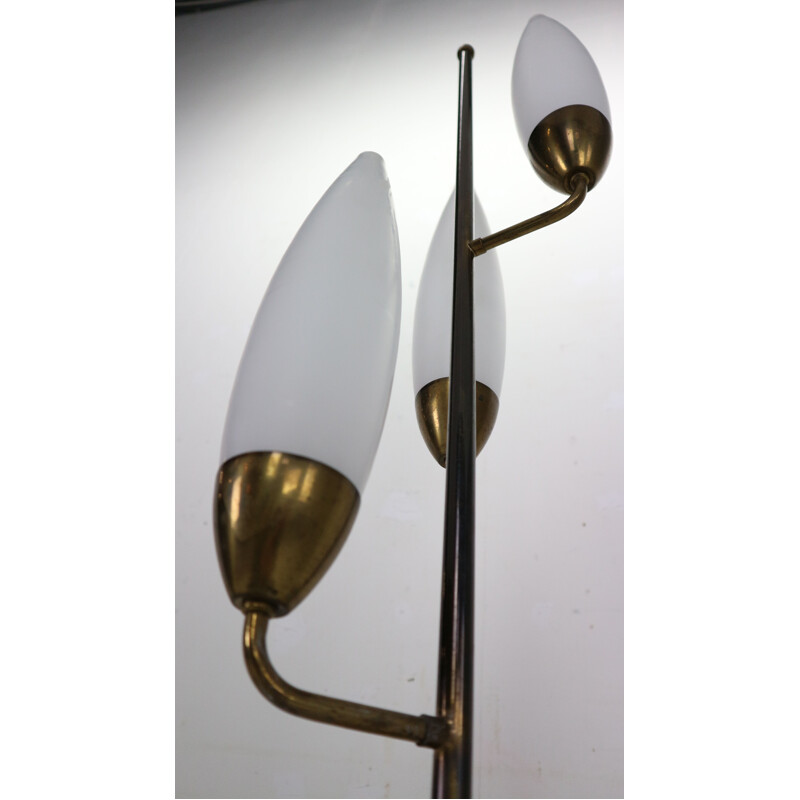 Vintage glass and brass metal floor lamp, Italy, 1960s