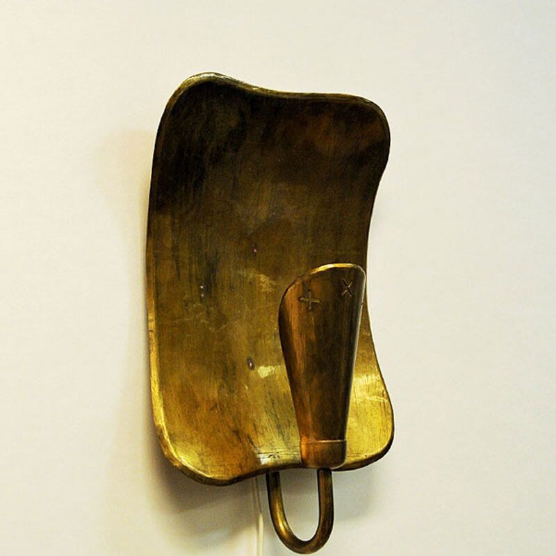 Vintage Brass Wall lamp by Lars Holmström for Arvika, 1950 Sweden