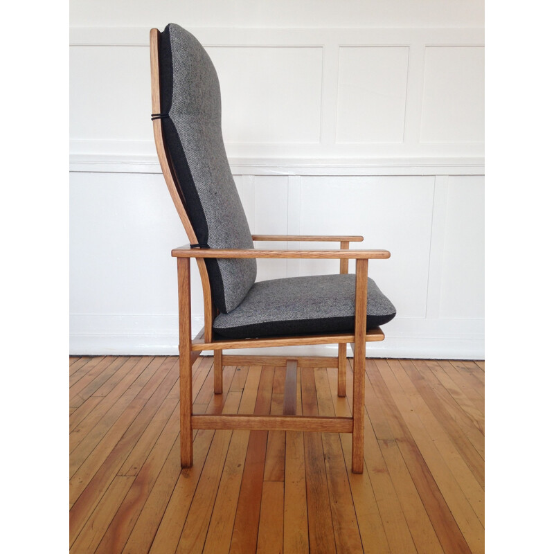 Vintage armchair in oak and grey wool, Borge MOGENSEN - 1960s