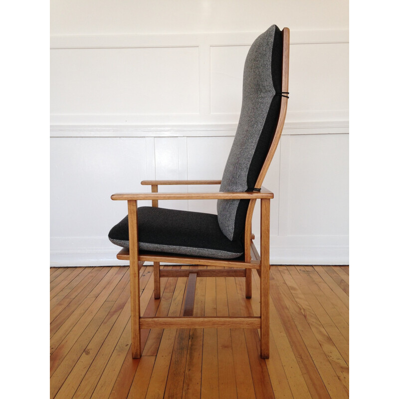 Vintage armchair in oak and grey wool, Borge MOGENSEN - 1960s