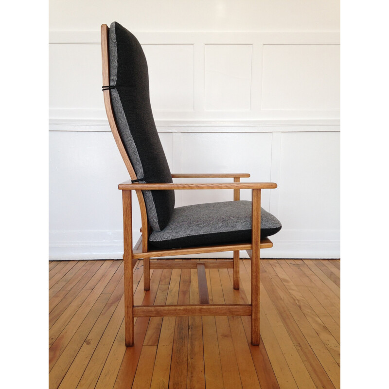 Vintage armchair in oak and grey wool, Borge MOGENSEN - 1960s