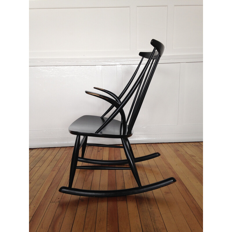 Scandinavian rocking chair in beech, Illum WIKKELSO - 1950s