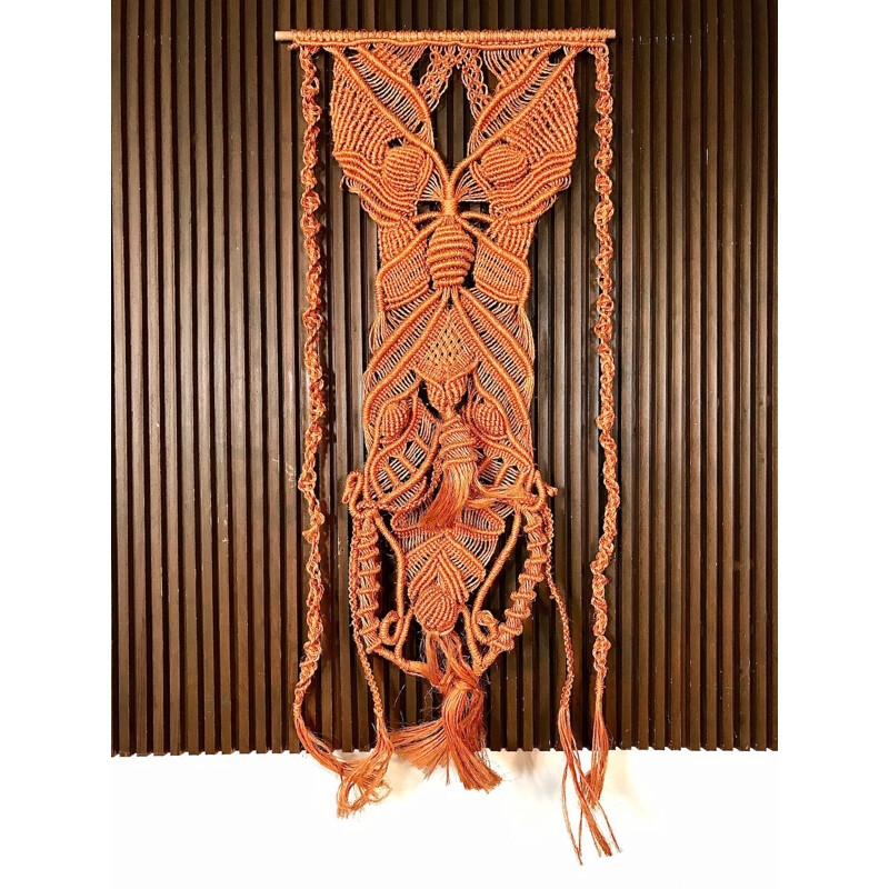 Vintage macramé pendurado na parede, 1960