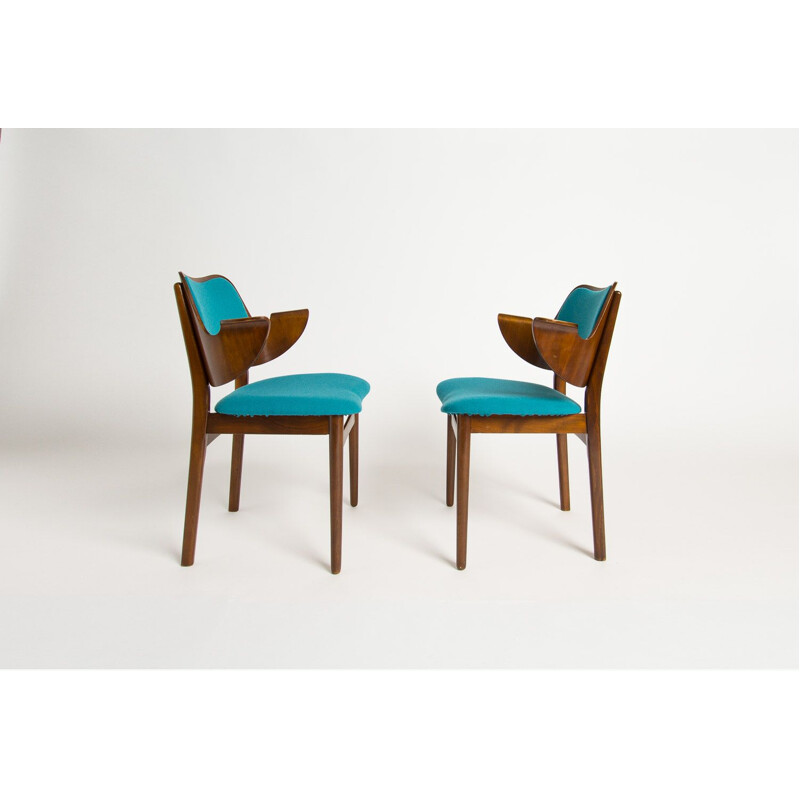 Set of 2 vintage chairs by Hans Olsen for Bramin Mobler, Denmark, 1950s