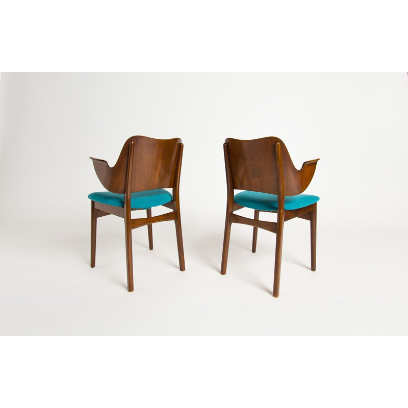 Set of 2 vintage chairs by Hans Olsen for Bramin Mobler, Denmark, 1950s