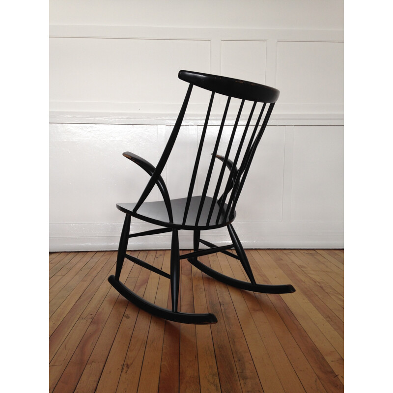 Scandinavian rocking chair in beech, Illum WIKKELSO - 1950s