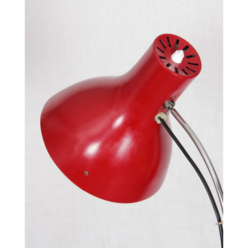 Vintage red metal floor lamp by Josef Hurka, 1960s