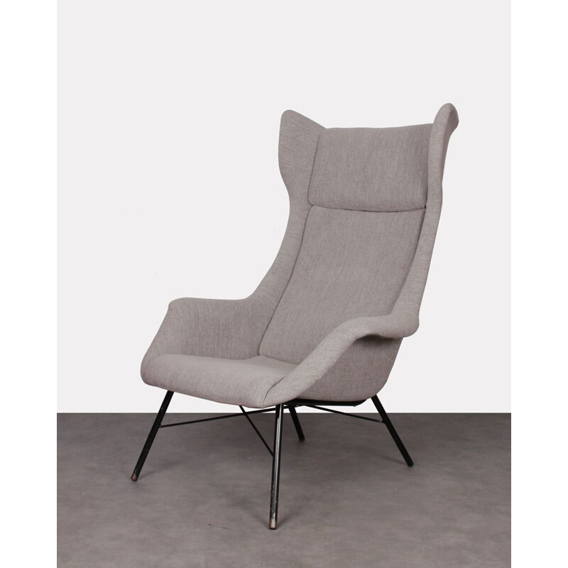 Cadeira de braços cinzenta vintage de Miroslav Navratil para Ton, 1960