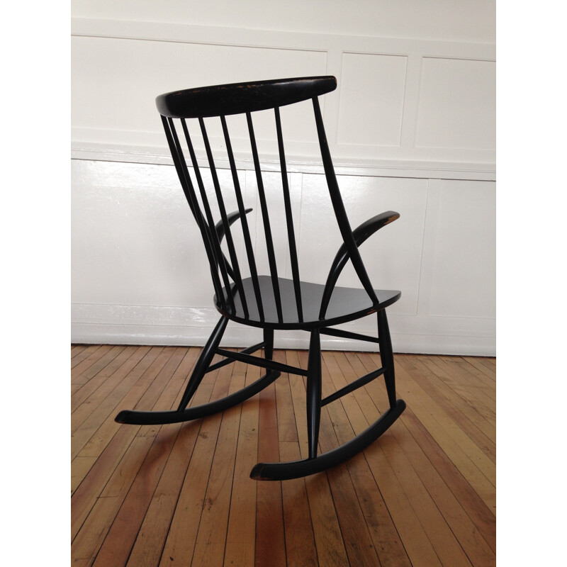 Scandinavian rocking chair in beech, Illum WIKKELSO - 1950s
