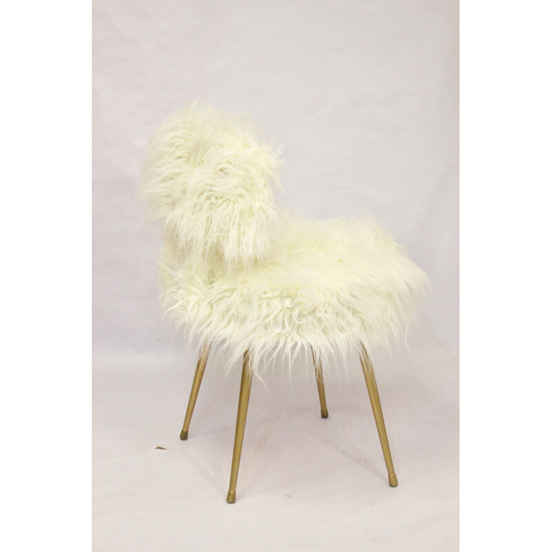 Vintage white Pelfran chair, France, 1970s