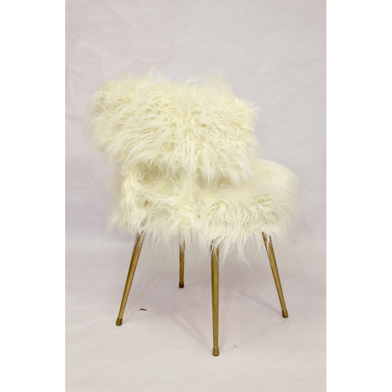 Vintage white Pelfran chair, France, 1970s