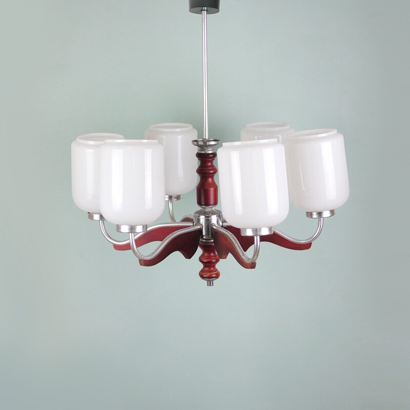 Vintage red chandelier, Italy, 1960s 