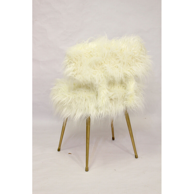 Vintage white Pelfran chair, France, 1970s