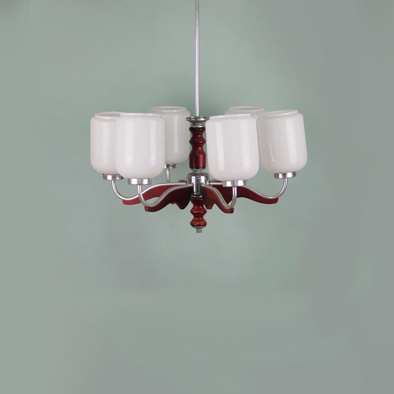 Vintage red chandelier, Italy, 1960s 