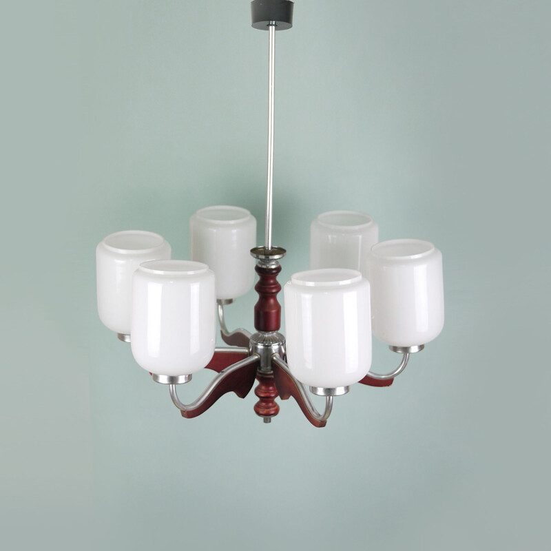 Lampadario rosso vintage, Italia, 1960