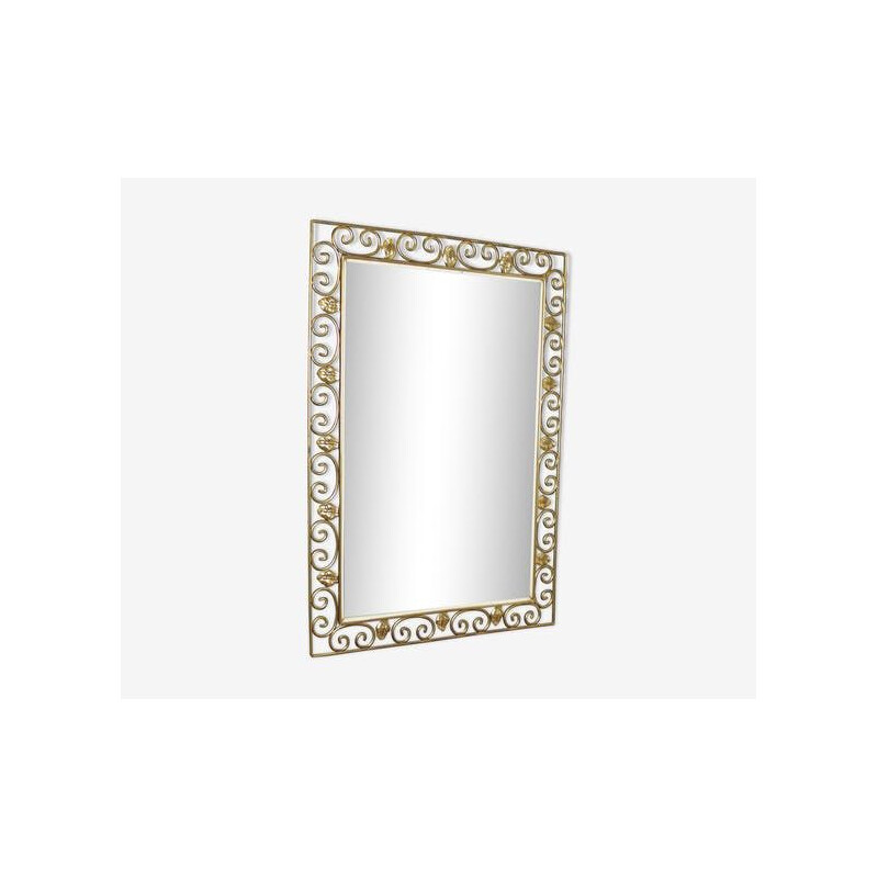 Vintage mirror in gold wrought iron, 1940s