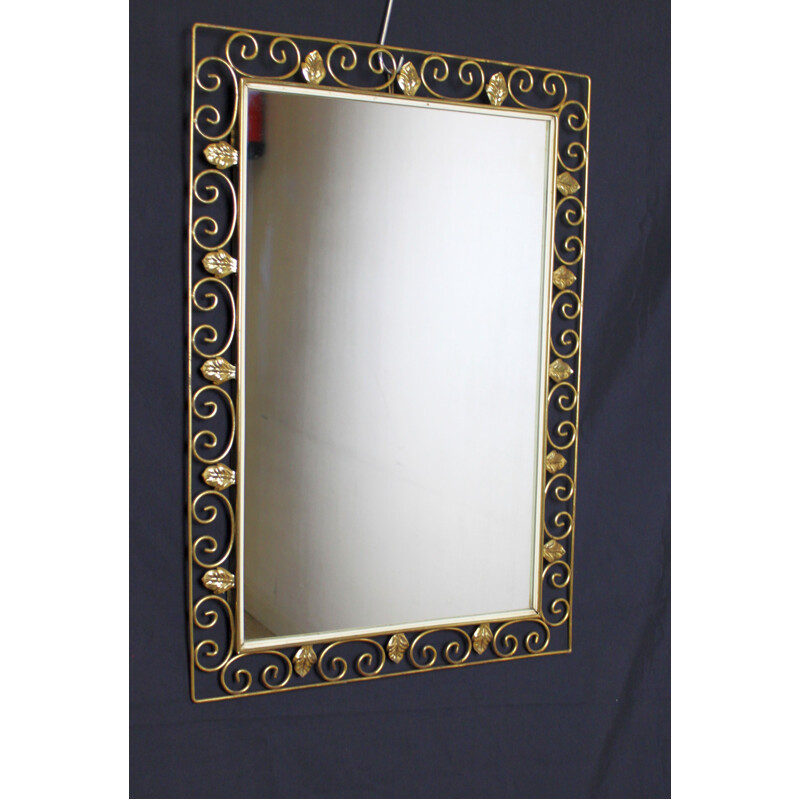 Vintage mirror in gold wrought iron, 1940s