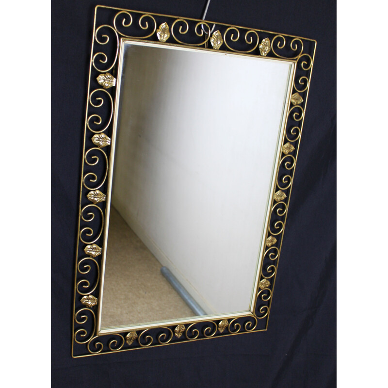 Vintage mirror in gold wrought iron, 1940s