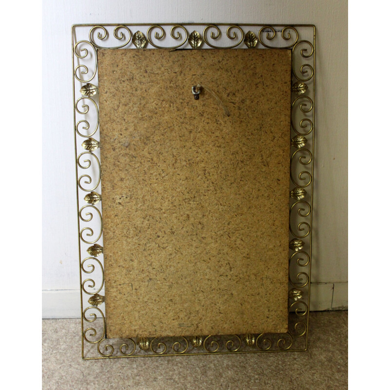 Vintage mirror in gold wrought iron, 1940s