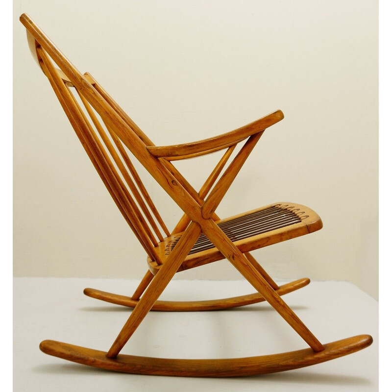 Rocking Chair vintage Par Frank Reenskaug Pour Bramin, Danemark 1960