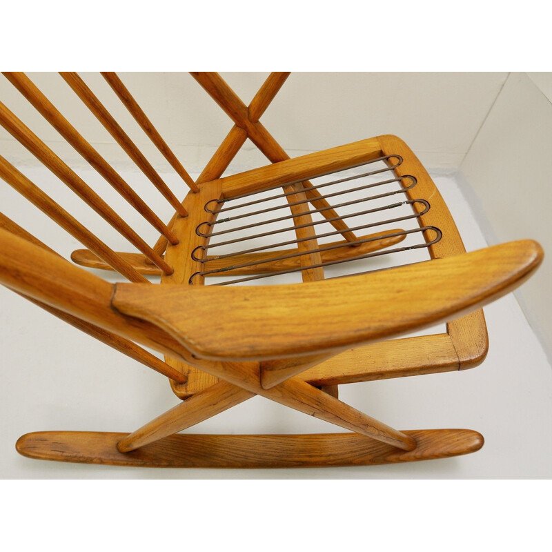 Rocking Chair vintage Par Frank Reenskaug Pour Bramin, Danemark 1960