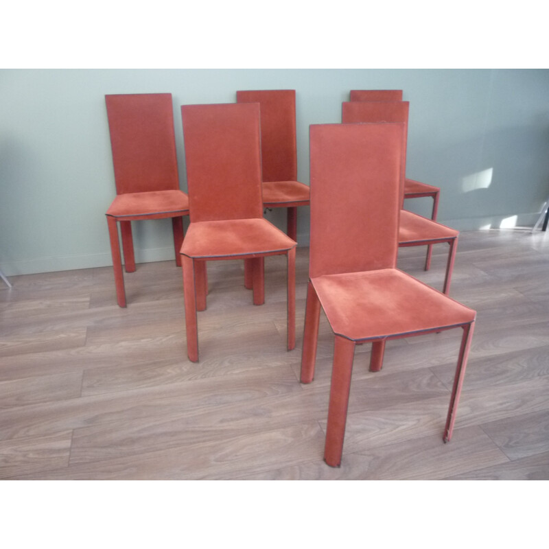 Set of 6 De Couro of Brazil chairs - 1980s