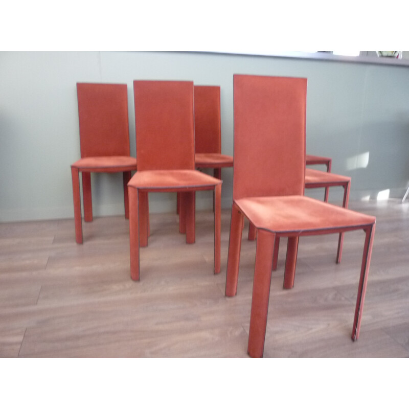 Set of 6 De Couro of Brazil chairs - 1980s