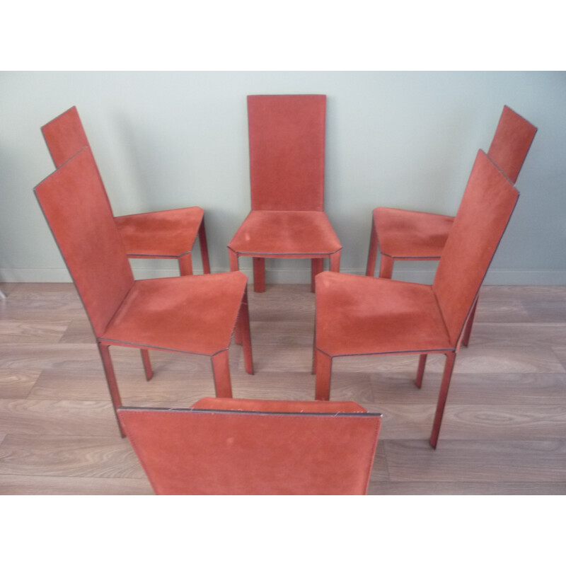 Set of 6 De Couro of Brazil chairs - 1980s