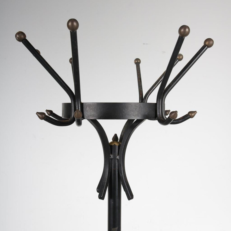 Vintage coat rack in metal and brass, France