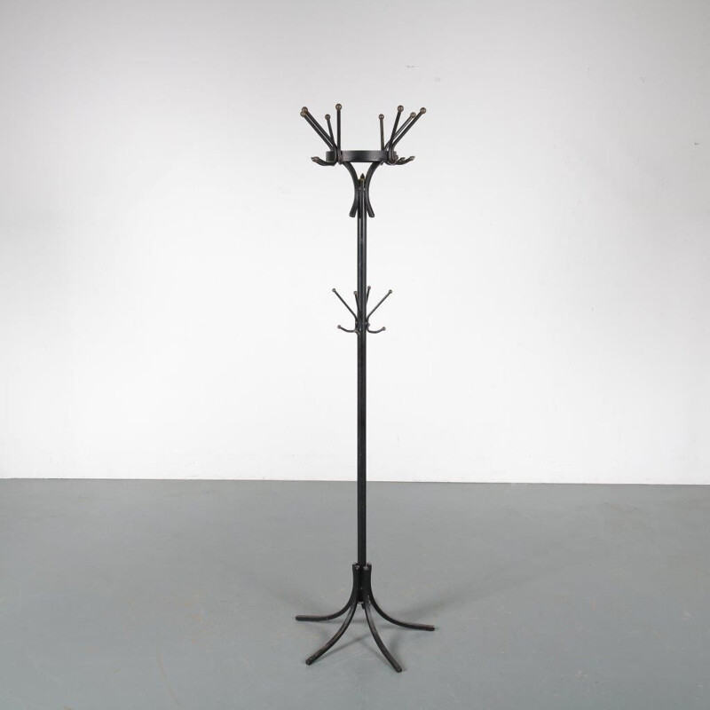 Vintage coat rack in metal and brass, France