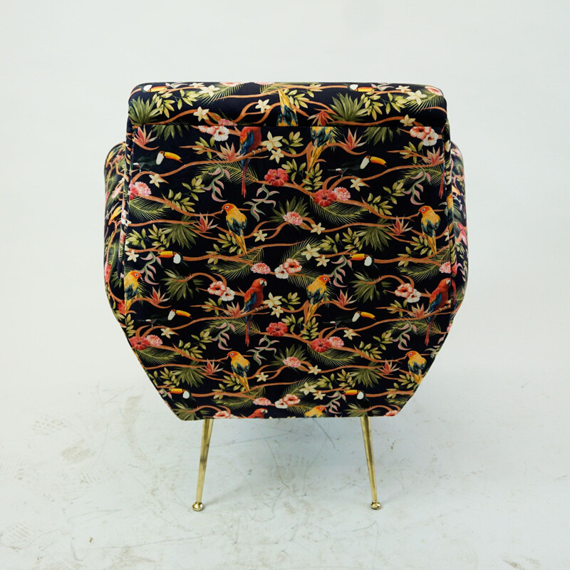 Vintage Italian Velvet Armchair by Gigi Radice for Minotti