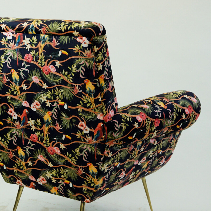 Vintage Italian Velvet Armchair by Gigi Radice for Minotti