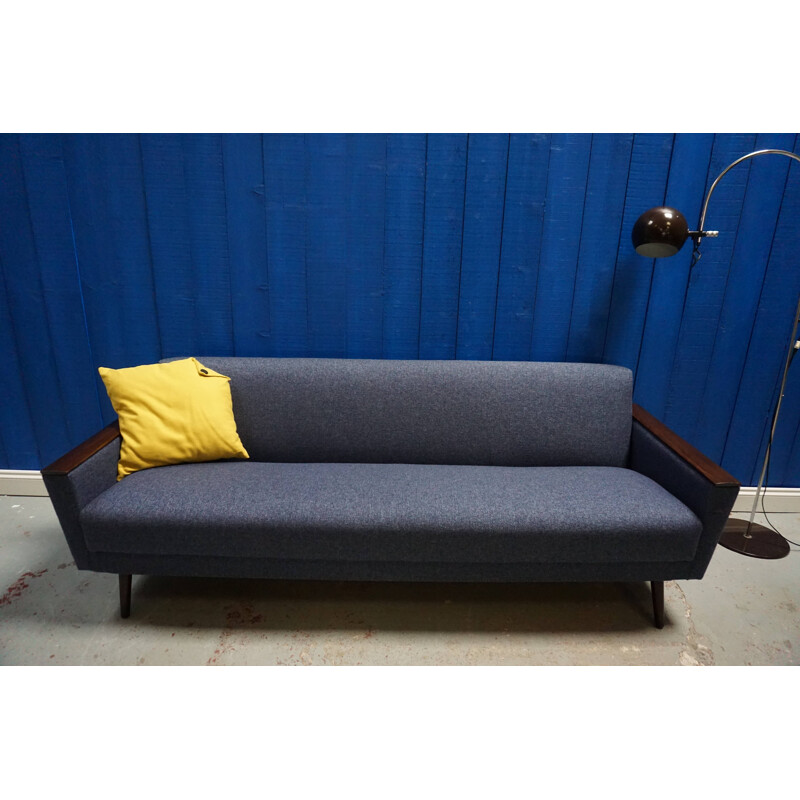 Vintage Danish Sofa In Blue Tweed, 1960