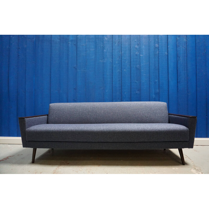 Vintage Danish Sofa In Blue Tweed, 1960