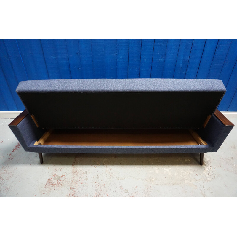 Vintage Danish Sofa In Blue Tweed, 1960