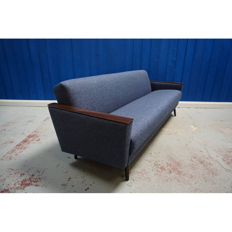 Vintage Danish Sofa In Blue Tweed, 1960