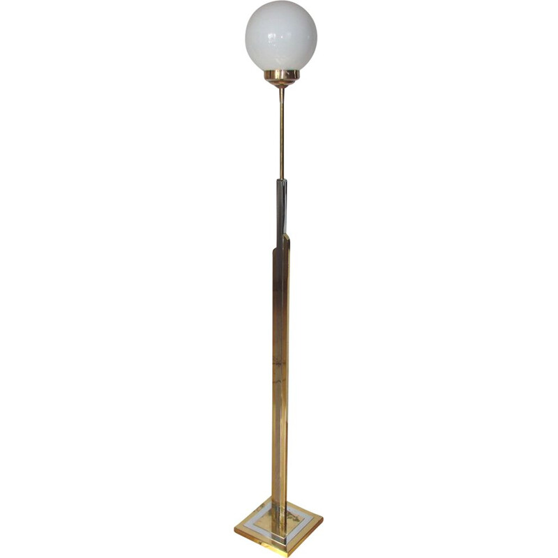 Vintage brass and steel floor lamp, 1970s